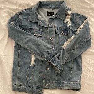 Distressed denim jacket size m